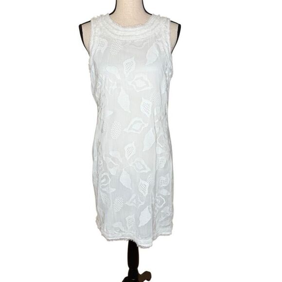 M.S.S.P White Embroidered Sleeveless Sheath Dress Sz M LWD, Wedding, Party - Picture 1 of 16